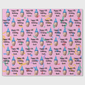 Custom Face 20th 30th 40th 50th 60th Birthday Pink ラッピングペーパー (フラット)
