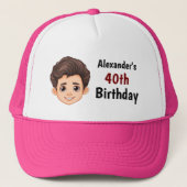 Custom Face 30th 40th 50th 60th 70 Birthday Squad キャップ (正面)