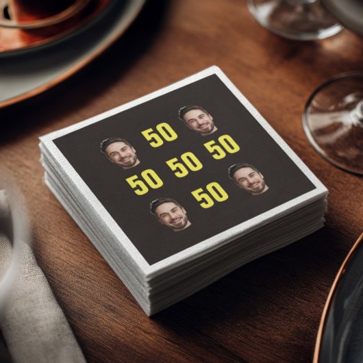 Custom Face 50th Birthday Fun Photo スタンダードカクテルナプキン