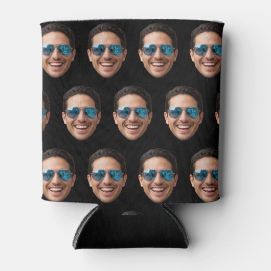 Custom Face Birthday Favors Bachelor Party Black  缶クーラー (正面)
