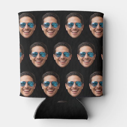 Custom Face Birthday Favors Bachelor Party Black 缶クーラー (裏面)