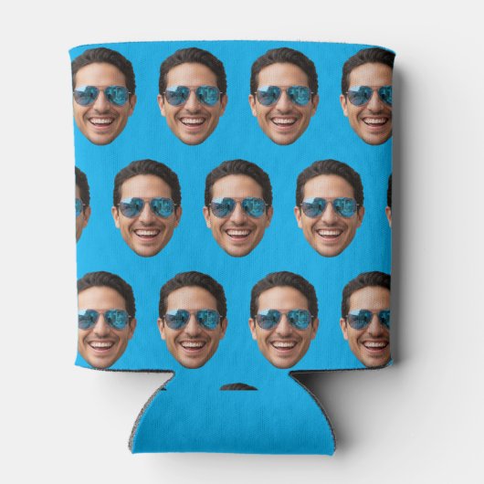 Custom Face Birthday Favors Bachelor Party Blue  缶クーラー (裏面)