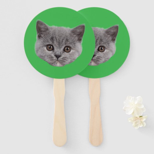 Custom Face Cat Cutout Bachelorette Party Birthday ハンドファン (正面&裏面)