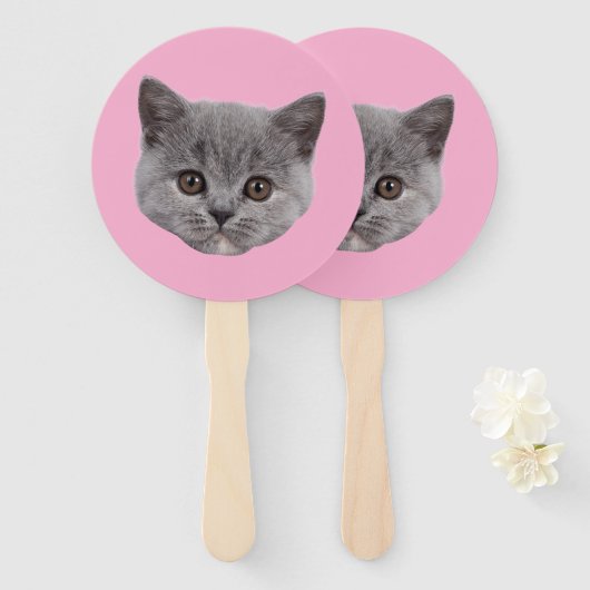 Custom Face Cat Cutout Bachelorette Party Birthday ハンドファン (正面&裏面)