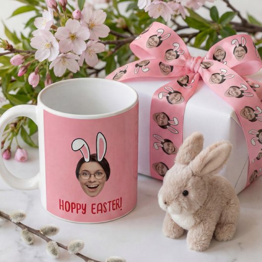 Custom Face Funny Easter Bunny Ears Photo コーヒーマグカップ