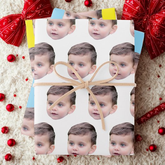 Custom Face Gift Wrap | Funny Custom Heads Photo ラッピングペーパーシート