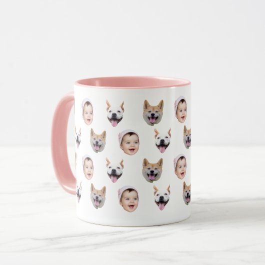 Custom Face Mug with Baby Photos マグカップ (正面左)