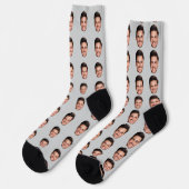 Custom Face Pattern Socks, Add Any Photo Face ソックス (左)
