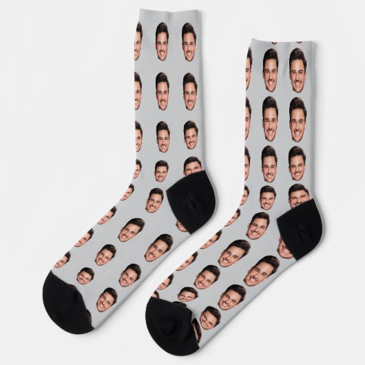 Custom Face Pattern Socks, Add Any Photo Face ソックス (左)