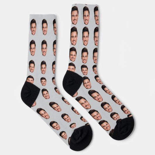 Custom Face Pattern Socks, Add Any Photo Face ソックス (右)