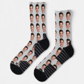 Custom Face Pattern Socks, Add Any Photo Face ソックス (左)