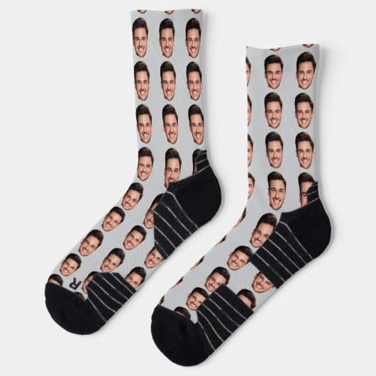 Custom Face Pattern Socks, Add Any Photo Face ソックス (左)