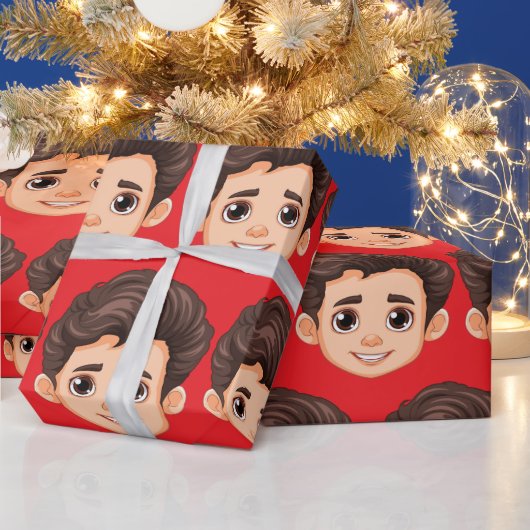 Custom Face Personalized Birthday Wedding ラッピングペーパー (クリスマス)
