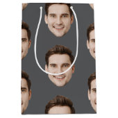 Custom Face Personalized Birthday Wedding Party ミディアムペーパーバッグ (正面)