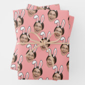 Custom Face Personalized Easter Bunny Ears Photo ラッピングペーパーシート (インサイチュ)