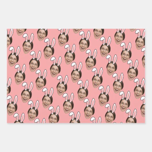 Custom Face Personalized Easter Bunny Ears Photo ラッピングペーパーシート (正面)