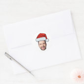 Custom Face Photo Santa Claus Hat Christmas ラウンドシール (封筒)