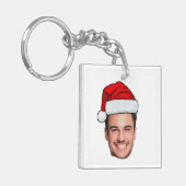 Custom Face Photo Santa Hat Christmas キーホルダー (正面左)