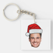 Custom Face Photo Santa Hat Christmas キーホルダー (正面)