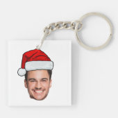 Custom Face Photo Santa Hat Christmas キーホルダー (裏面)