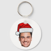 Custom Face Photo Santa Hat Christmas キーホルダー (正面)