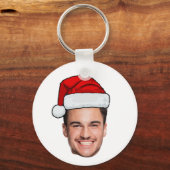 Custom Face Photo Santa Hat Christmas キーホルダー (正面)