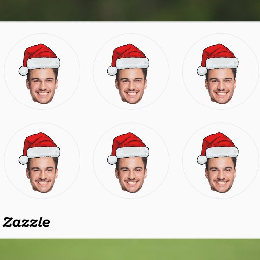 Custom Face Photo Santa Hat Christmas ラウンドシール