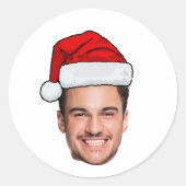 Custom Face Photo Santa Hat Christmas ラウンドシール (正面)