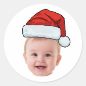 Custom Face Photo Santa Hat Christmas ラウンドシール (正面)