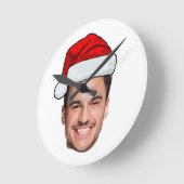 Custom Face Photo Santa Hat Christmas ラウンド壁時計 (傾斜)