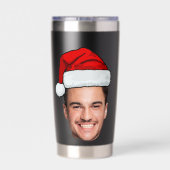 Custom Face Photo Santa Hat Christmas 保温保冷タンブラー (背面)