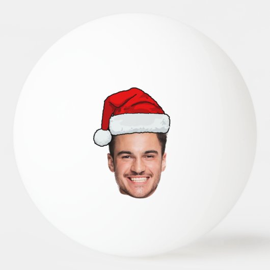 Custom Face Photo Santa Hat Christmas 卓球ボール (正面)