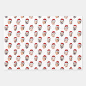 Custom Face Santa Hat Family 4 Photos Christmas ラッピングペーパーシート (正面)