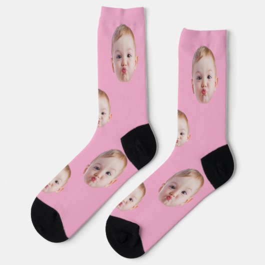 Custom Face Socks Gift Personalized Kids Mens Dad ソックス (左)