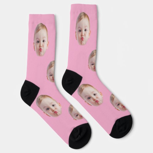 Custom Face Socks Gift Personalized Kids Mens Dad ソックス (右)