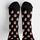 Custom Face Socks, Santa Hat 4 Photos Christmas ソックス (上部)
