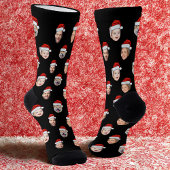 Custom Face Socks, Santa Hat 4 Photos Christmas ソックス