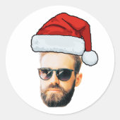 Custom Face Stickers, Photo Santa Hat Christmas ラウンドシール (正面)