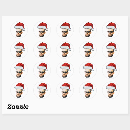 Custom Face Stickers, Photo Santa Hat Christmas ラウンドシール (シート)