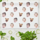 Custom Face, Unique Family Gift 3 Photos Face キッチンタオル (折り畳み)
