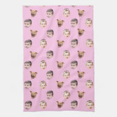 Custom Face, Unique Family Gift 3 Photos Face Pink キッチンタオル (縦)