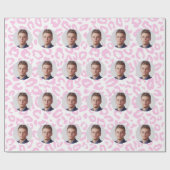 Custom Faces Leopard Print Pink ラッピングペーパー (フラット)