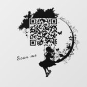 Custom Fairy Tale Magic Tree Silhouette QR Code ウィンドウサイン (シート)