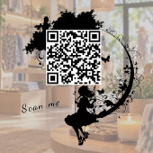 Custom Fairy Tale Magic Tree Silhouette QR Code ウィンドウサイン