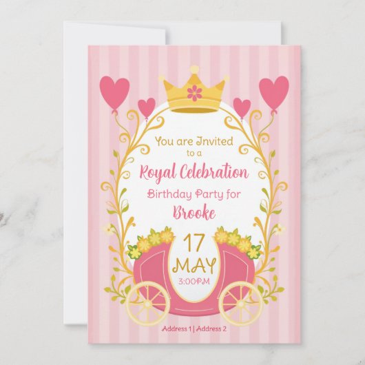 Custom Fairytale Princess Invitations for Girls 招待状 (正面)