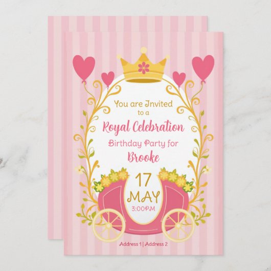 Custom Fairytale Princess Invitations for Girls 招待状 (正面/裏面)