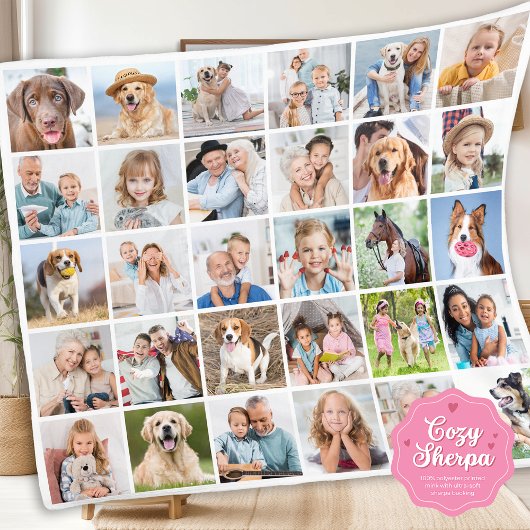Custom Family 30 Photo Collage Cute Memories シェルパブランケット