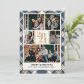 Custom Family Christmas card with 5 Photos Tartan 招待状 (スタンド正面)