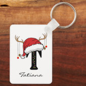 Custom Family Christmas Monogram Keychain for Her キーホルダー (裏面)