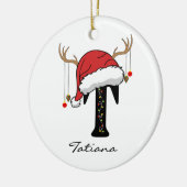 Custom Family Christmas Monogram Ornament for Her セラミックオーナメント (左)